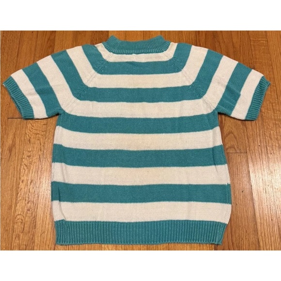 Picket and Post Teal And White Stripe Top Size Medium - Picture 7 of 7